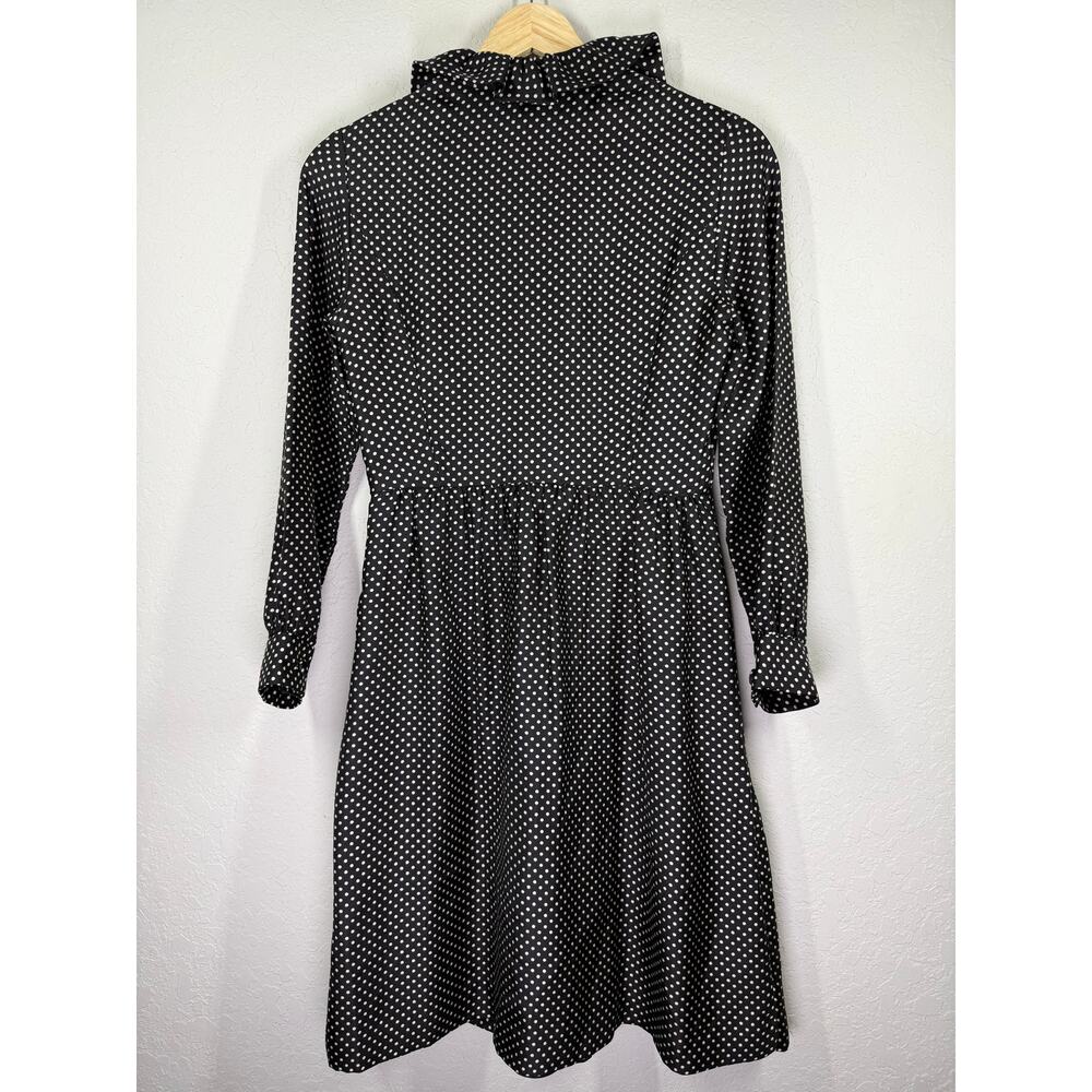 Women's Vintage J. Crew 100% Silk Black and white‎ Polka Dot Dress Size 0 - Picture 7 of 8